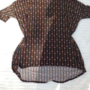 LuLaRoe Brown and Black Patterned Short Sleeve Tee